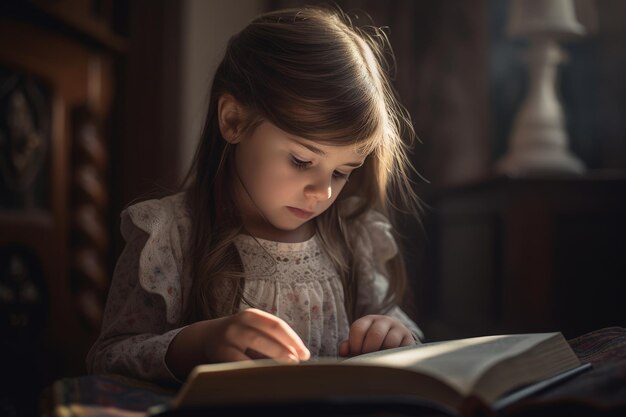 fille lisant un livre de la bible généré par l'IA