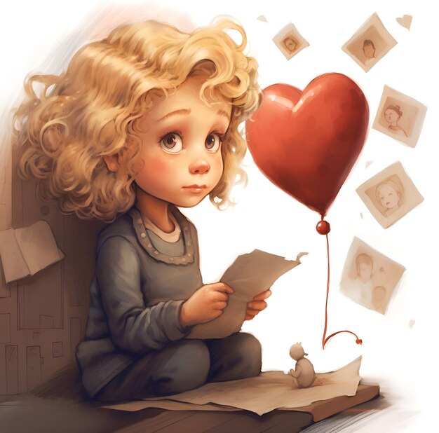 Photo une fille lit un ballon en forme de coeur qui dit 