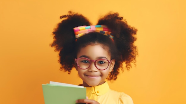 Une fille avec des lunettes lisant un livre