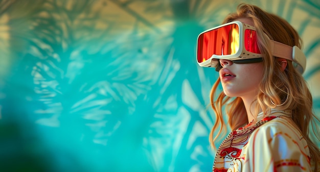 Photo fille avec des lunettes de réalité virtuelle