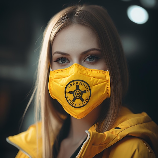 Une fille avec un masque jaune.