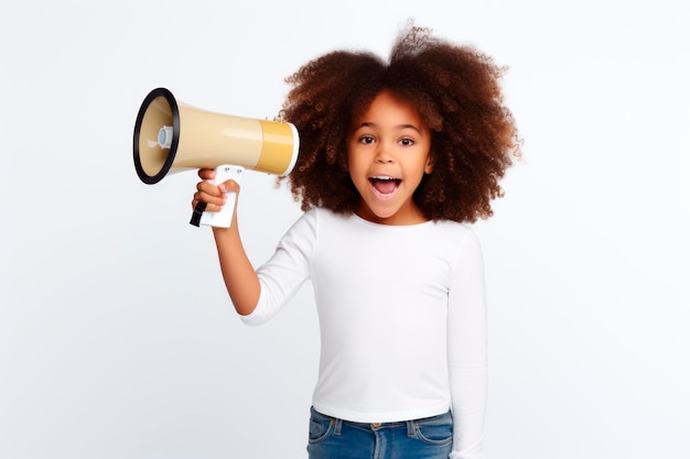 Une fille avec un mégaphone.