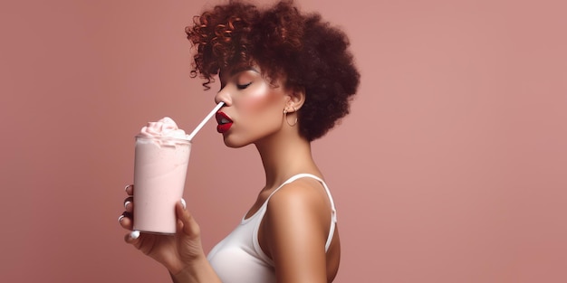 Fille avec un milk-shake Créé avec la technologie IA générative