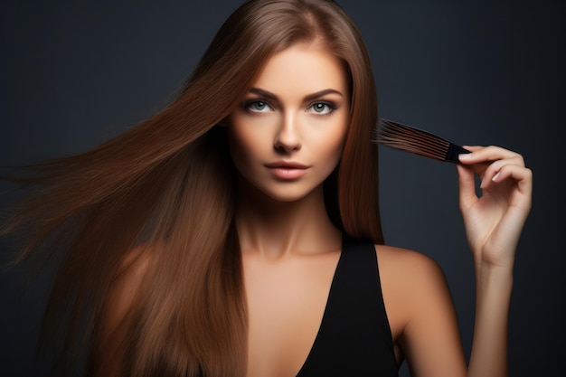 Une fille à la mode aux cheveux bruns Illustration AI Générative