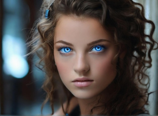 Une fille moderne avec de beaux yeux Ai généré