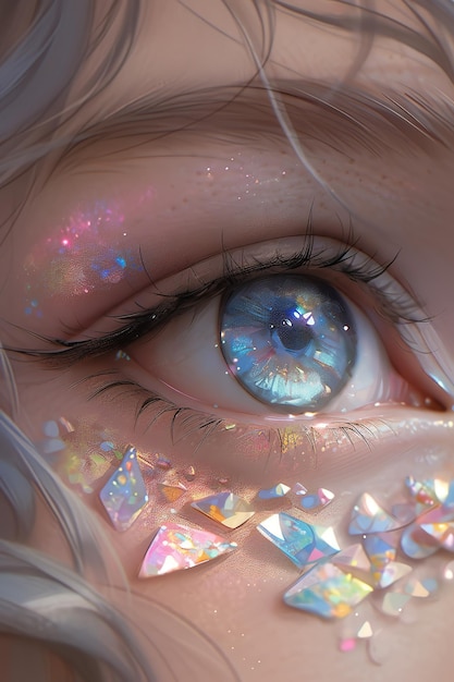 Une fille avec des paillettes sur les yeux