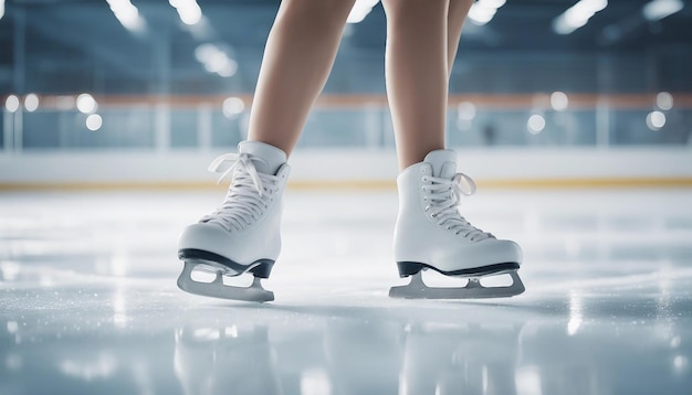 Fille de patinage artistique dans l'arène de glace éclaboussure d'eau fond blanc généré par Ai