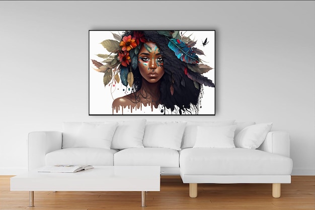 une fille à la peau noire à l'intérieur