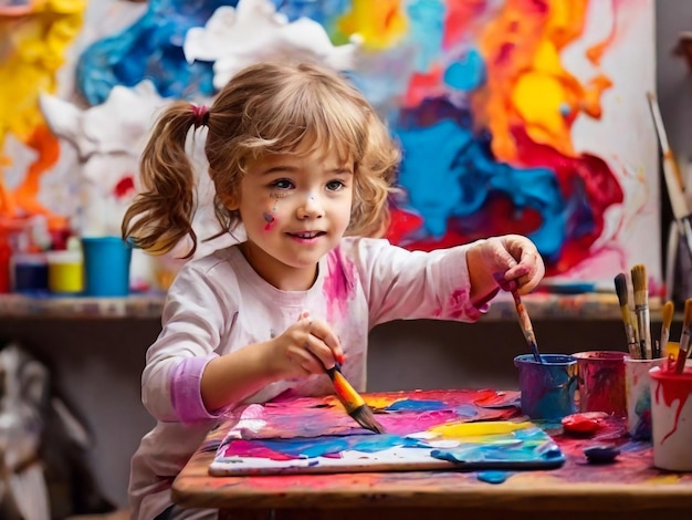 une fille peint avec de la peinture sur son visage