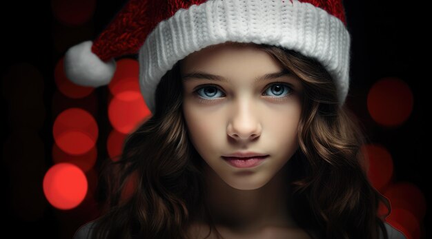 une fille portant un bonnet de Noel