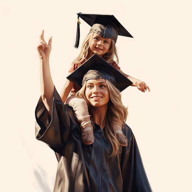 une fille portant une casquette de remise des diplômes et une cape de remise de diplômes avec un tassel sur la tête.