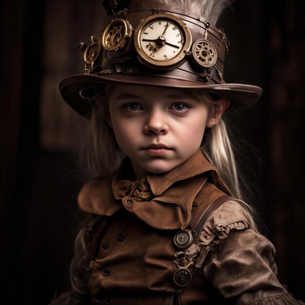 une fille portant un chapeau avec l'heure de 11 heures dessus