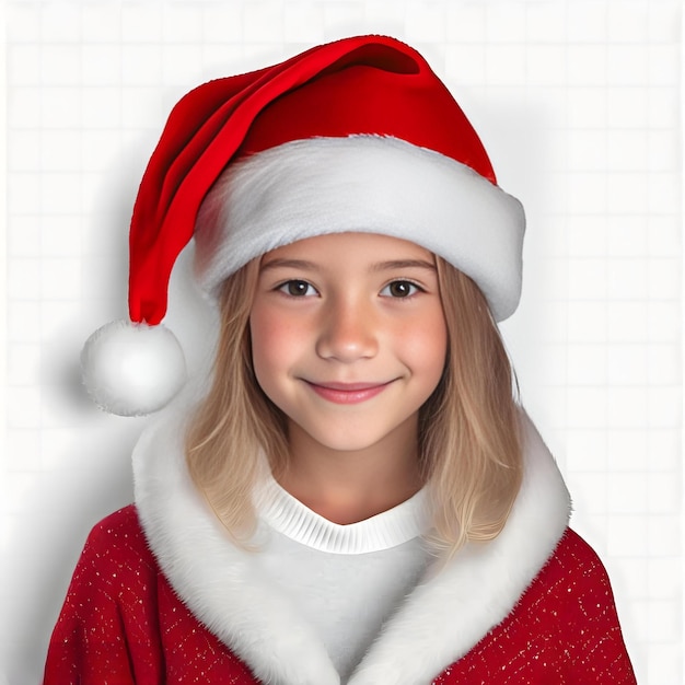une fille portant un chapeau de Père Noël