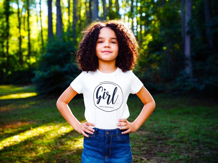 une fille portant une chemise blanche qui dit fille sur elle