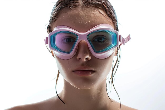 Une fille portant des lunettes de natation sportives