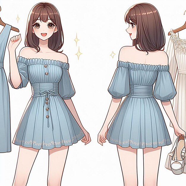 Une fille portant une mini-robe illustration