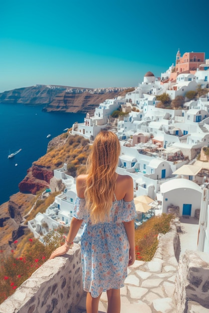 Une fille portant une robe blanche et des sandales en été