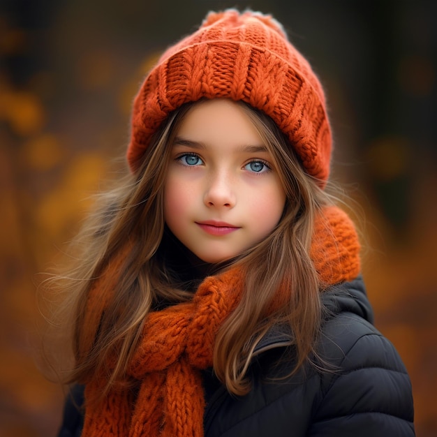 Fille portant des vêtements d'hiver portrait