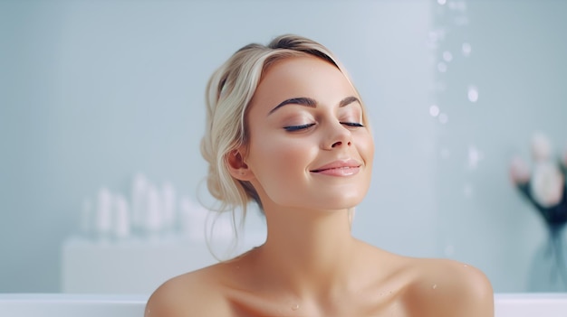 une fille profitant d'une journée au spa peau claire idéale pour les promotions de salon de beauté photos publicitaires