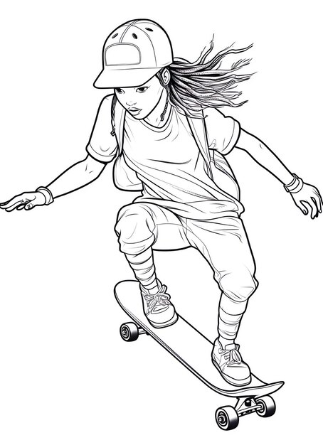 Photo une fille qui fait du skateboard