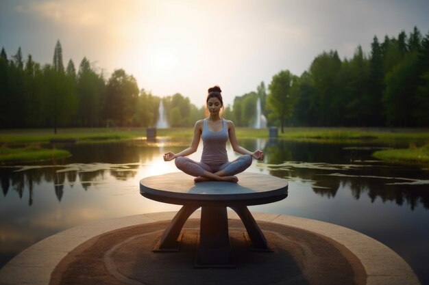 Une fille qui fait du yoga.