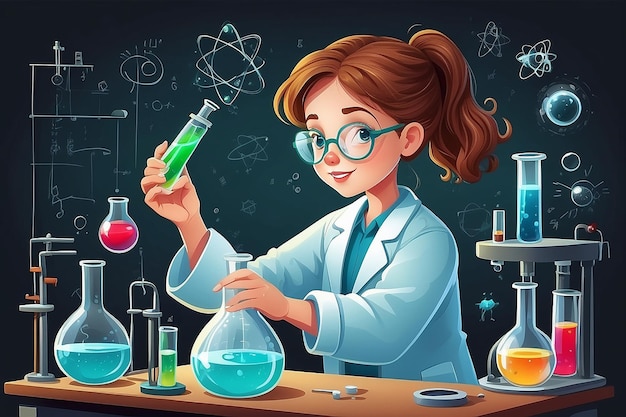 Une fille qui fait des expériences scientifiques.