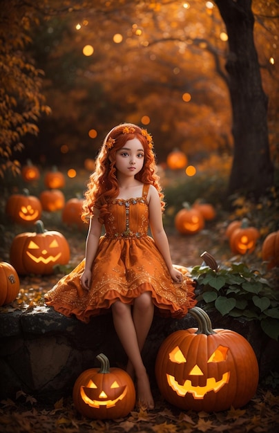 La fille qui fait des pompes d'Halloween