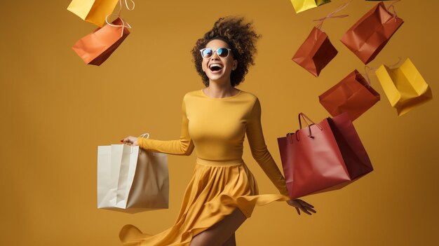 Photo une fille qui fait ses courses.