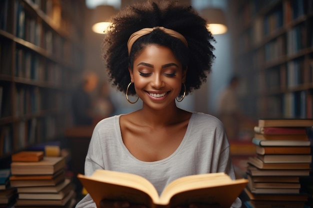 Une fille qui lit un livre à l'extérieur.