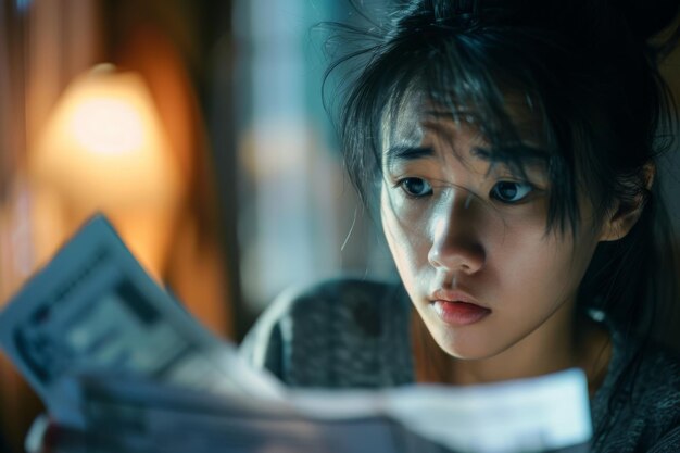 Photo une fille regarde un livre avec le mot citation dessus