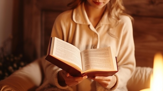 une fille en robe blanche et une chemise blanche lisant un livre