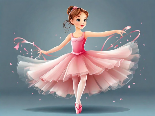 une fille avec une robe rose et les mots le ballet sur le fond