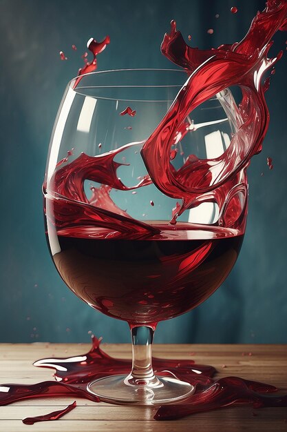 Photo une fille en robe rouge est assise à une table rouge avec un verre de vin rouge.