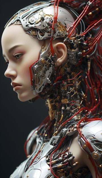 une fille avec un robot qui dit robot sur le dos