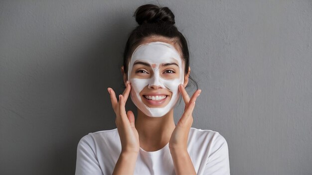 Photo la fille s'est enfin débarrassée de l'acné avec un nouveau masque facial