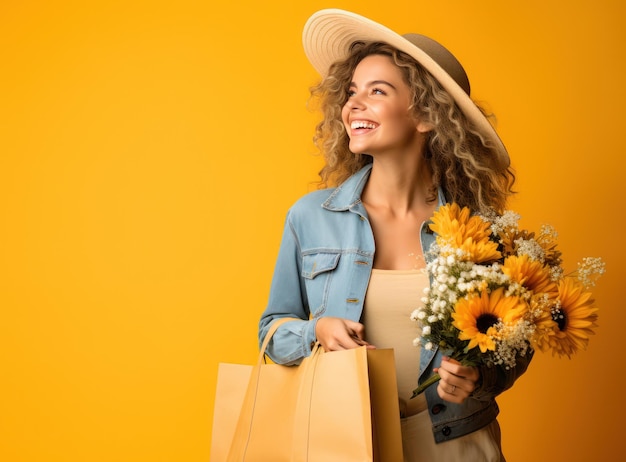 Fille avec un sac à courses