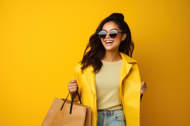 Fille avec des sacs à provisions