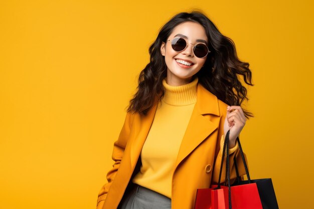 Fille avec des sacs à provisions