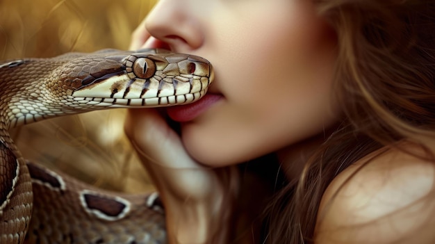 Photo une fille avec un serpent.