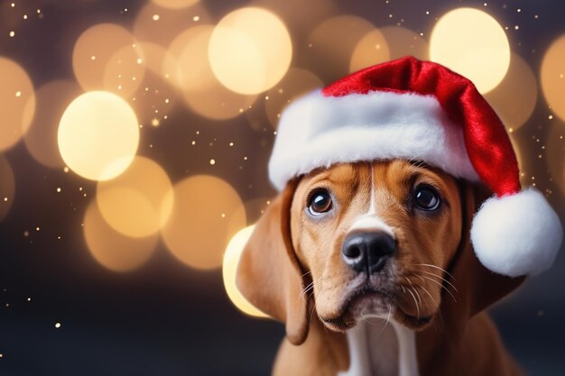 Fille souriante avec boîte cadeau à la maison sur fond de décorations de Noël IA générative