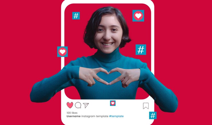 Photo la fille a un sourire sur le visage et avec ses mains fait un cœur pour les réseaux sociaux