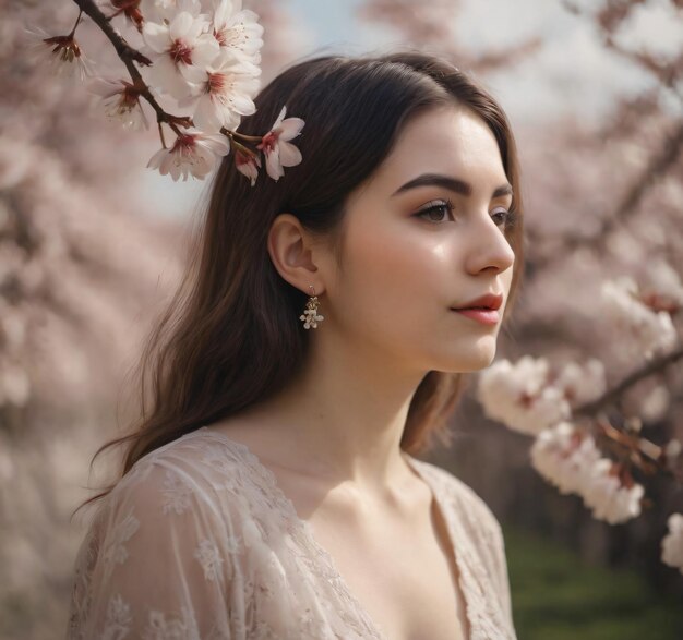 La fille sous les fleurs