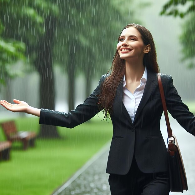 Une fille sous la pluie.