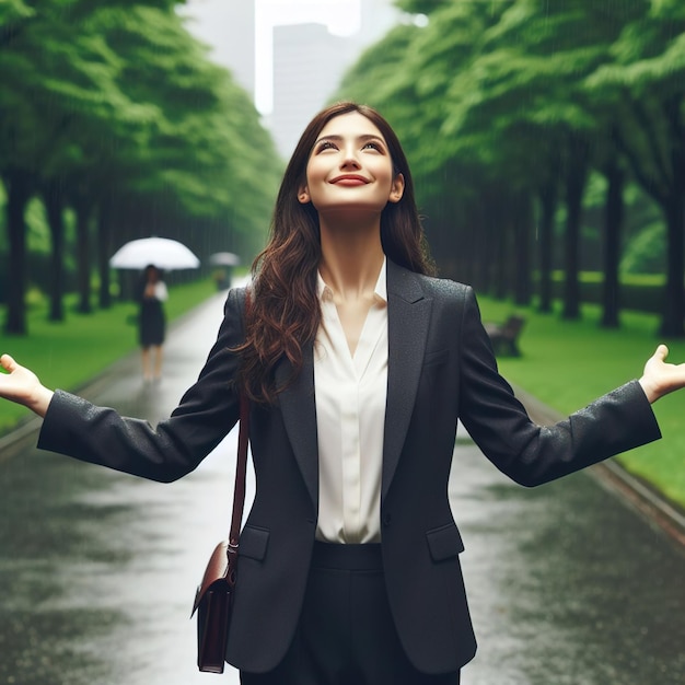 Une fille sous la pluie.