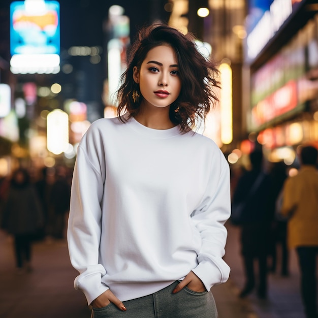 Une fille en t-shirt blanc