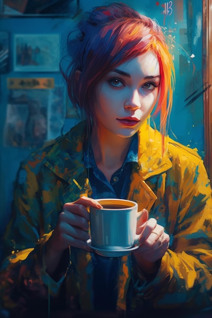 Une fille avec une tasse de thé