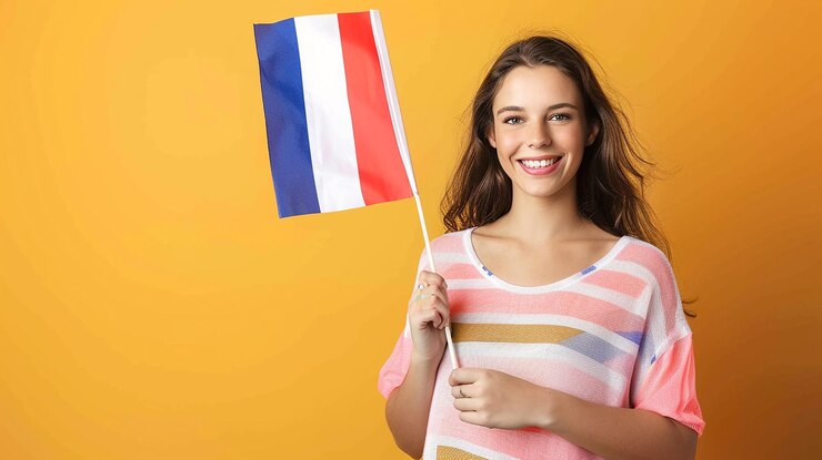 Photo une fille tenant un drapeau avec le mot usa dessus