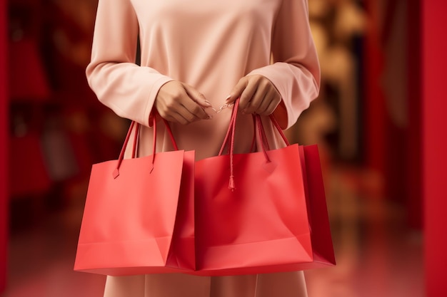 une fille tenant des sacs d'achat dans un magasin