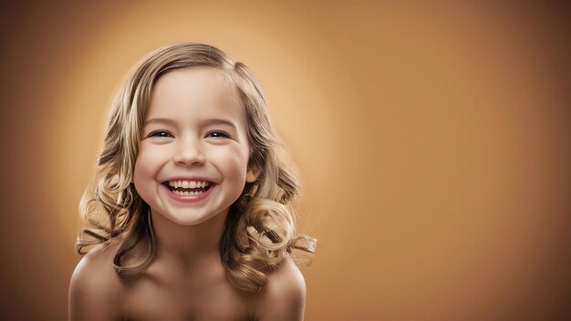 Photo une fille uruguayenne blonde isolée sur un fond beige heureuse et souriante