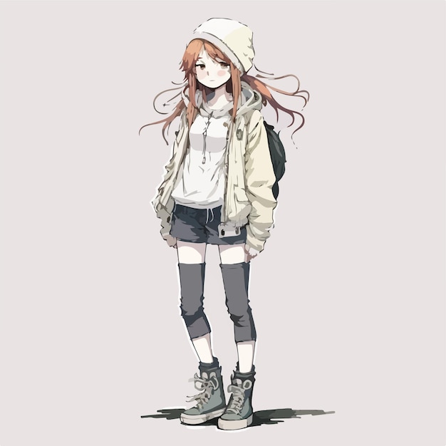 Une fille avec une veste et une veste qui dit anime.